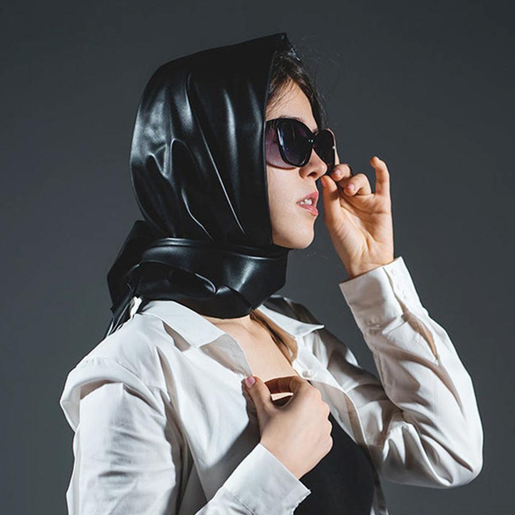 Womens Warm Long Shawl Winter Wraps Large Scarves Faux Leather Triangle Scarf Bandana Head Cover Kerchief