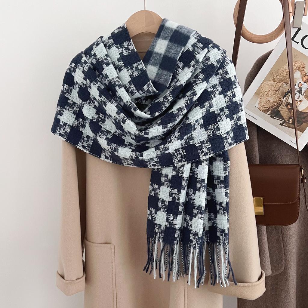 Premium Tassel Scarf Winter Long Imitation Cashmere Retro Plaid Shawl Korean Version Thickened Scarf To Keep Warm Couple