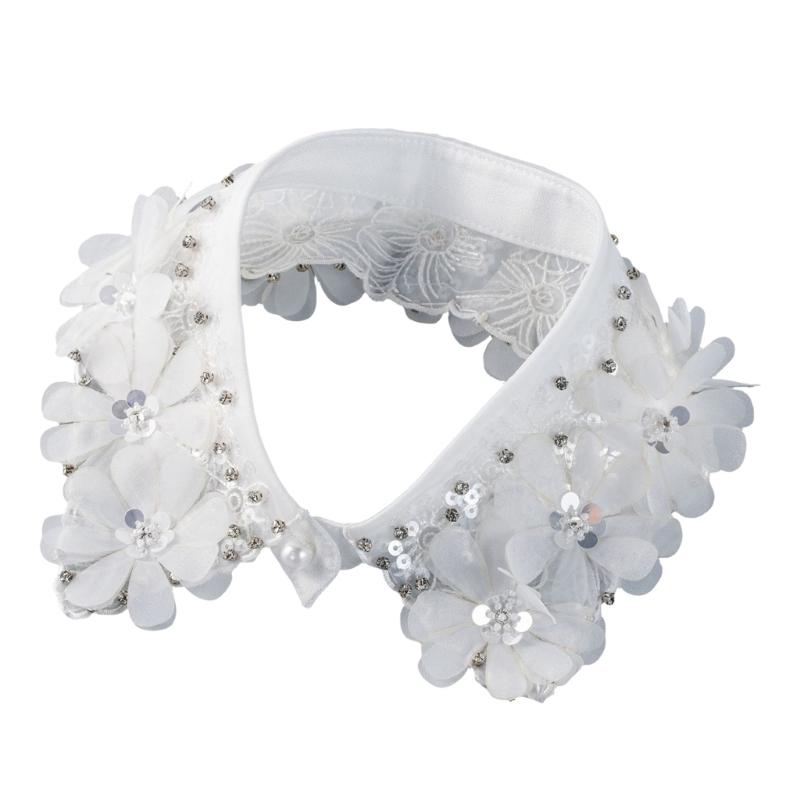 Lace Flower Detachable Collar With Beadwork Sequined Elegant Faux Collar Neck Accessory For Women Girl Daily Outfit