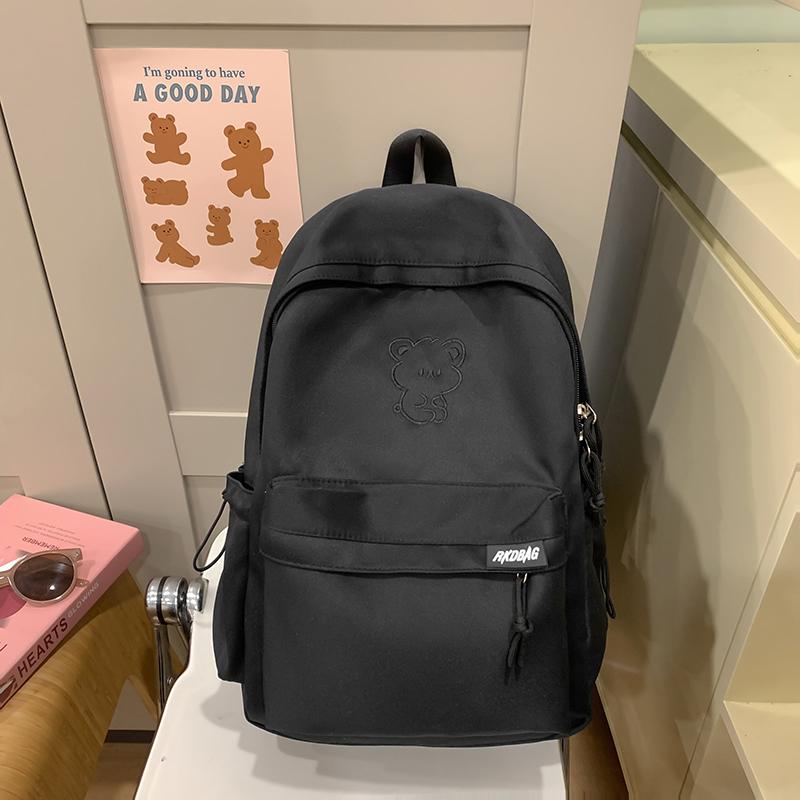 Tecknad Broderi Student Skolväska Dam Stor Kapacitet Ryggsäck