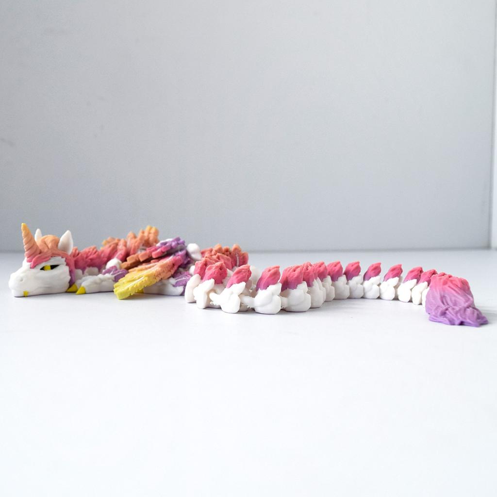 Statue de Jouet Dragon Licorne Colorée Impression 3D Articulation Mobile Jouet Créatif de Décompression Modèle de Dragon de Simulation Cadeaux pour Enfants