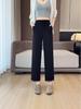 Korean Style High Waist Slimming Lace Trim Wide-Leg Pants for Women - Spring/Autumn Casual Nine-Point Length
