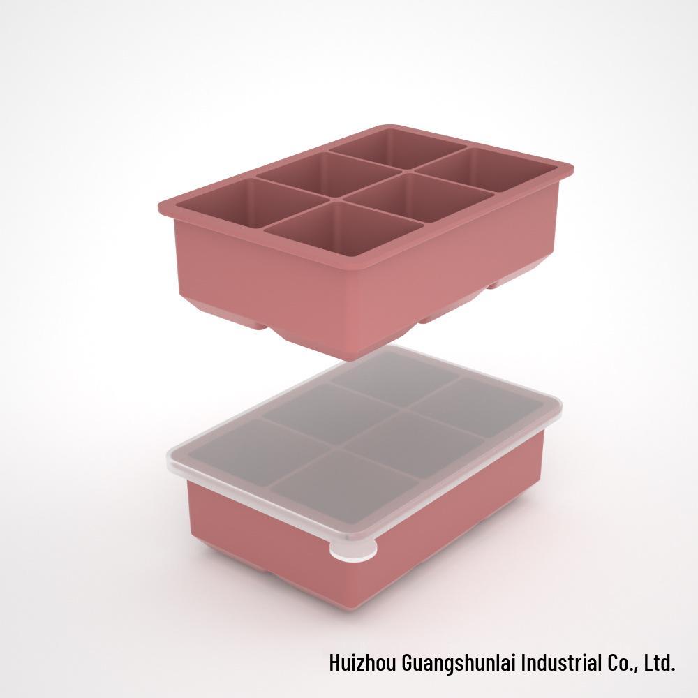 Silicone Ice Cube Tray with Lid: 4-Grid Frozen Soup & Food Storage Box