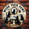 Vintage Black Cat Aluminum Sign - 8"x8" Round Metal Wall Decor for Bathrooms, Garages, Home Bars, Man Caves and Outdoor Spaces