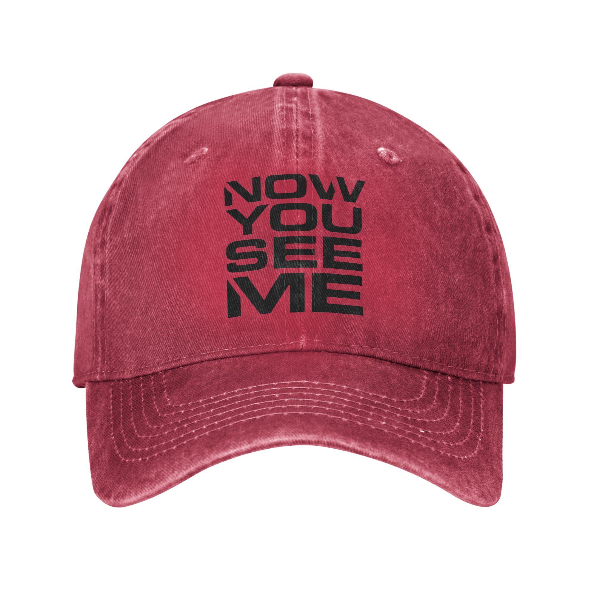

Unisex Now You See Me Quote Print Hat Casual Distressed Denim Baseball Cap Adjustable One Size