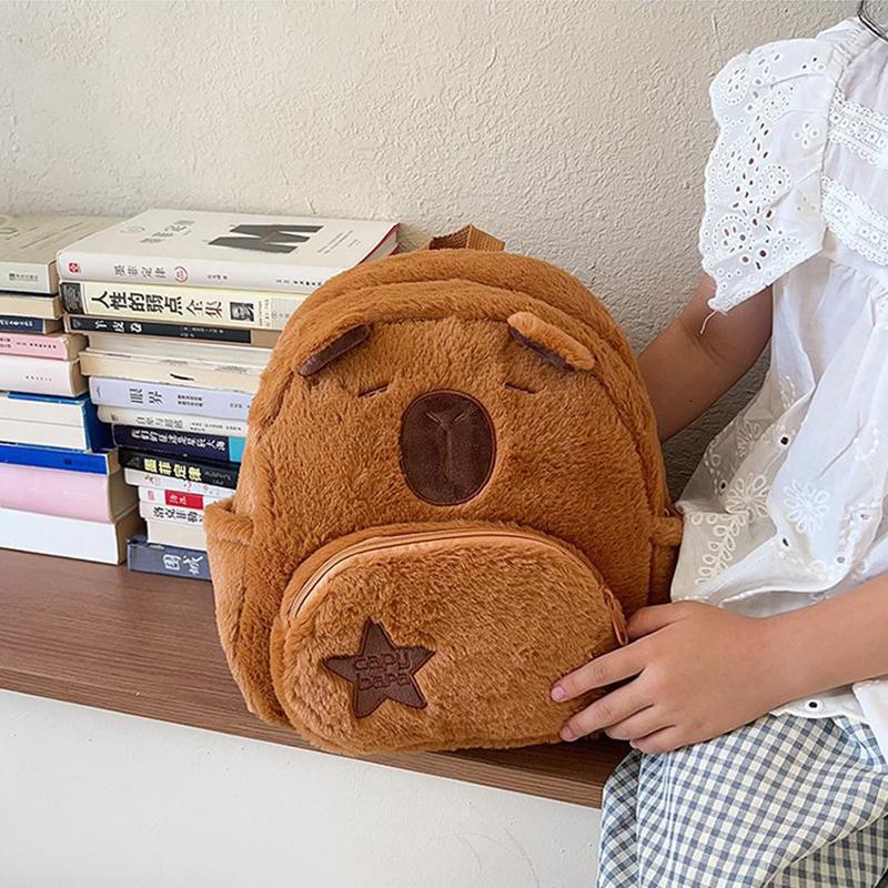 1ks Kawaii kapybara plyšový batoh pro ženy všestranný kreslený vtipný Capibala crossbody taška s velkou kapacitou tote taška