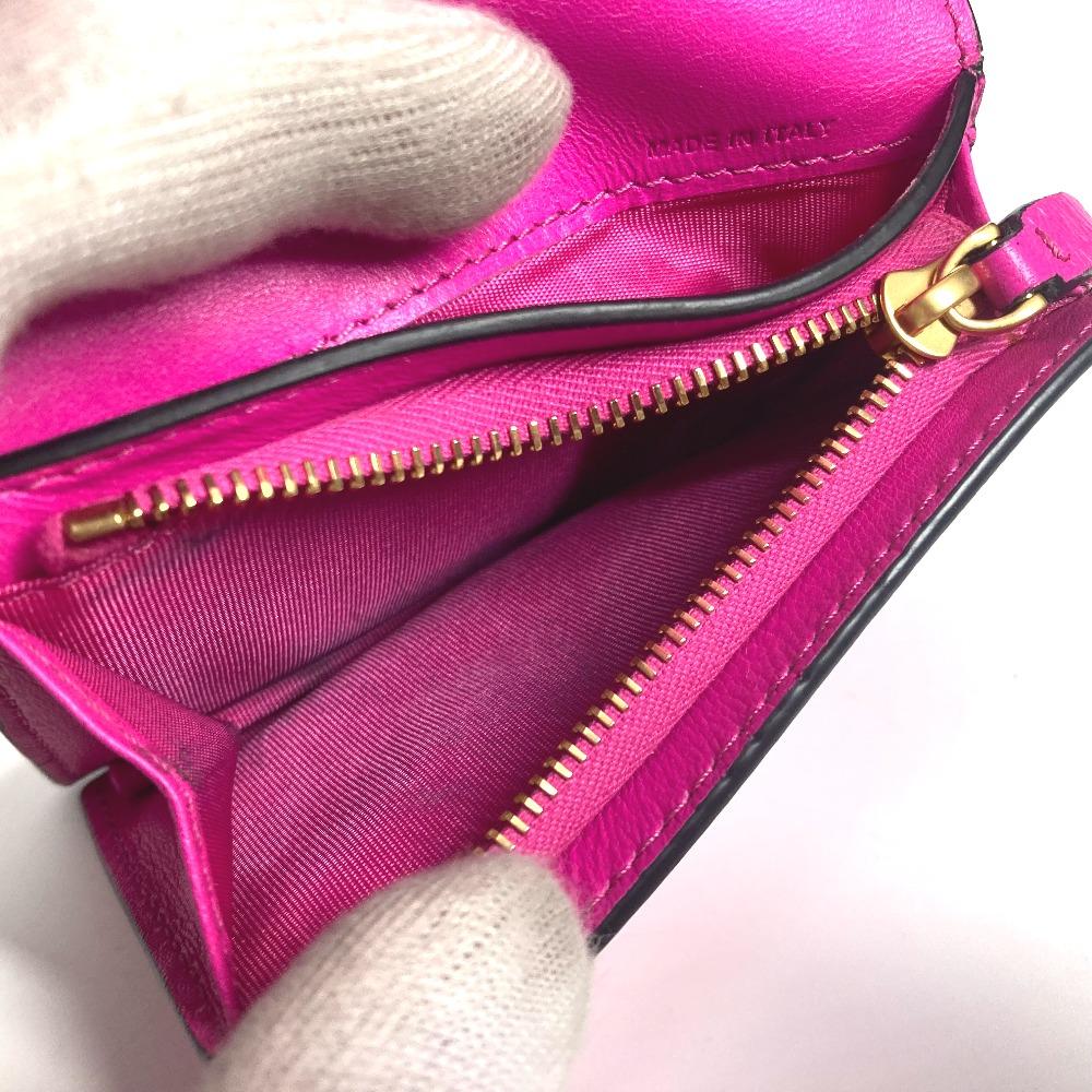 Valentino Studs Logo Compact Wallet Folded Wallet Leather Pink