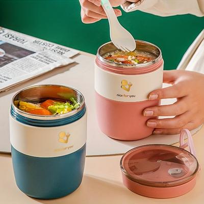 1 pz Contenitore per il pranzo isolato a prova di perdite con coperchio a cucchiaio Materiale PP antiruggine Tazza per la colazione adatta al microonde