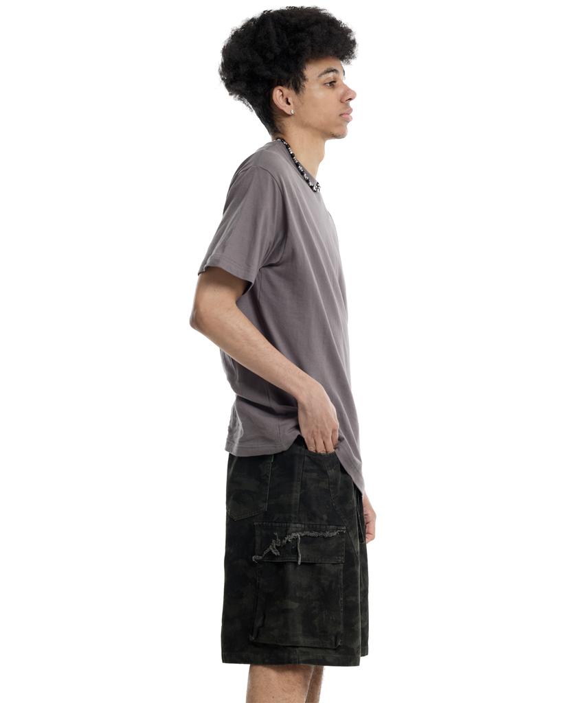 CREAM SODA LAB Camouflage Cotton Cargo Bermuda Elastic Pants Khaki