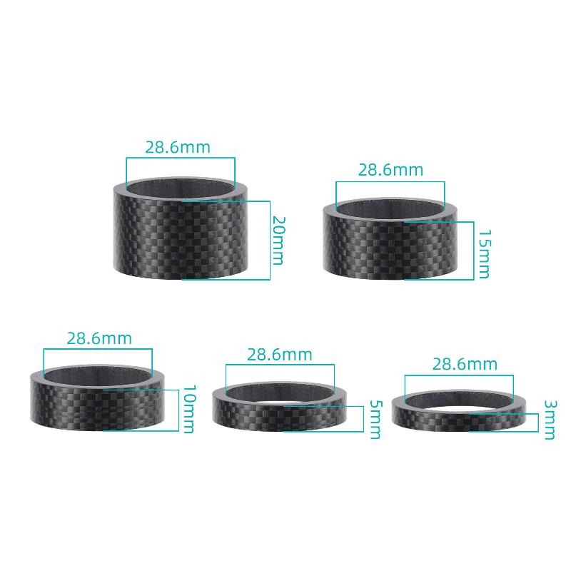 4/5 Stück Fahrrad Carbonfaser Spacer 3/5/10/15/20mm Steuersatz Unterlegscheibe 28,6mm Gabelrohr Spacer Mountainbike Zubehör