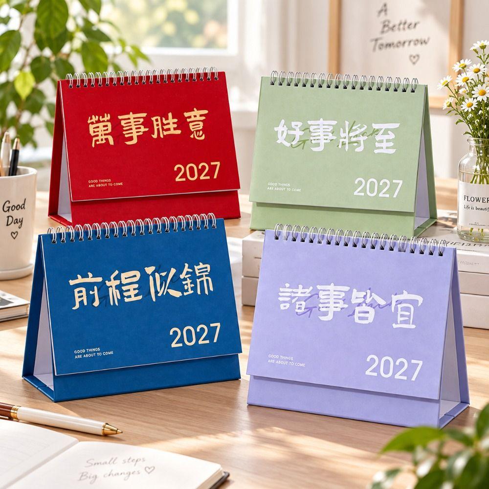 Foldable 2027 Desktop Desk Calendar Portable Flip Calendar Academic Planner Office Supply