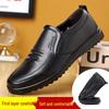 Men's Casual Black Leather Slip-on Dress Shoes, Soft Sole, Formal and Business Style, Spring/Autumn, Middle-aged Dad.