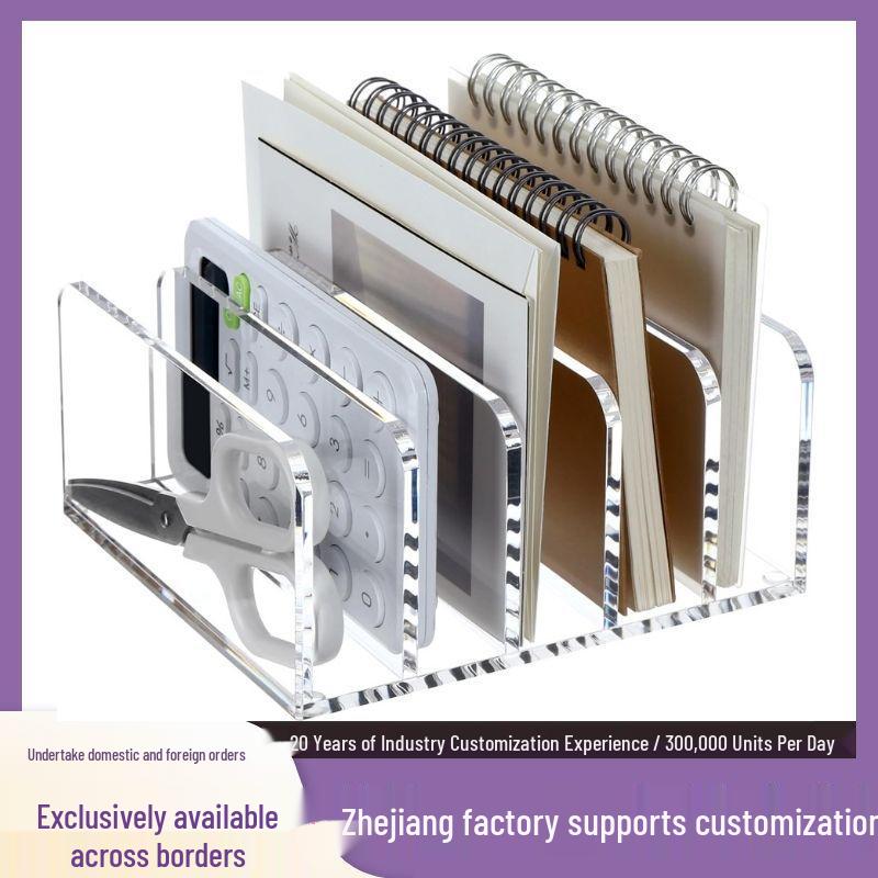 

Acrylic Clear Desktop Document & Tablet Stand with Sticky Note & Magazine Storage Custom Any Acrylic Product