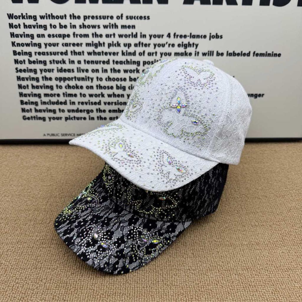 Popular hot diamond four-leaf clover baseball cap female lace breathable versatile student party sunshade show face small cap