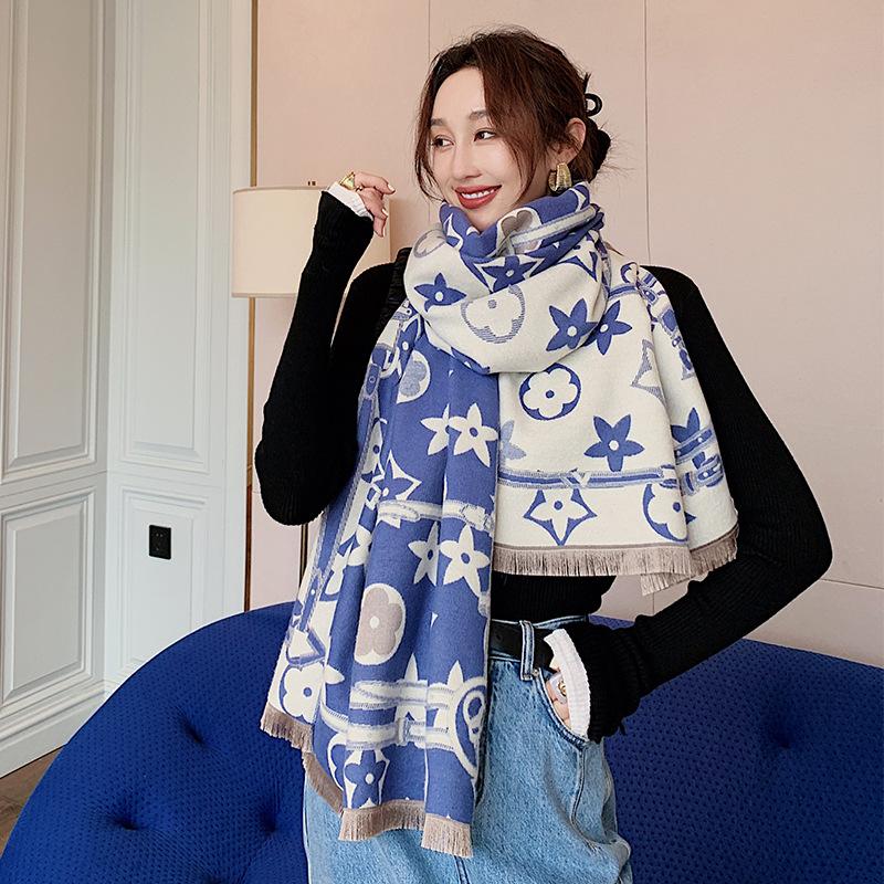 Autumn and Winter Warm Scarf, Women's Winter Imitation Cashmere Warm Thickened Chain Scarf, Dual-purpose Shawl
