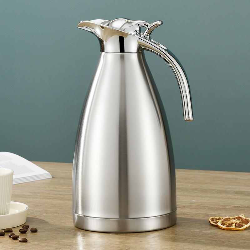 304 Stainless Steel Insulation Pot Vacuum Kettle Double layer European Style Coffee Pot Household Cold Kettle 2L Gift LOGO True color Single layer