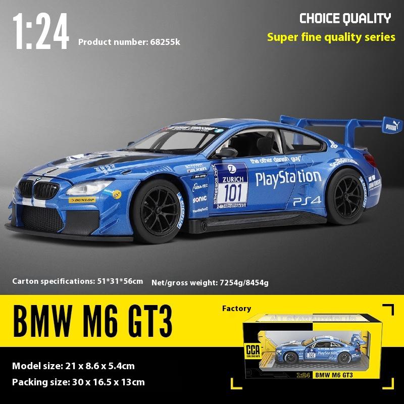 1:24 BMW M6 GT3 Super Sports Závodní Slitina Kovový Model Auta Zvuk Světlo Volba Cool Chic Auto Sběratelství Hobby Dárek S Přítelem
