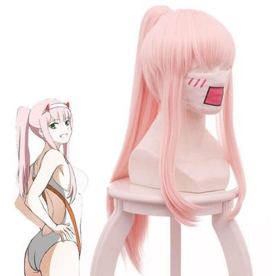 65cm Anime DARLING v FRANXX Zero Two Cosplay 02 Styling plavek 65cm Dlouhý růžový culík Syntetické vlasy Paruka Perucas