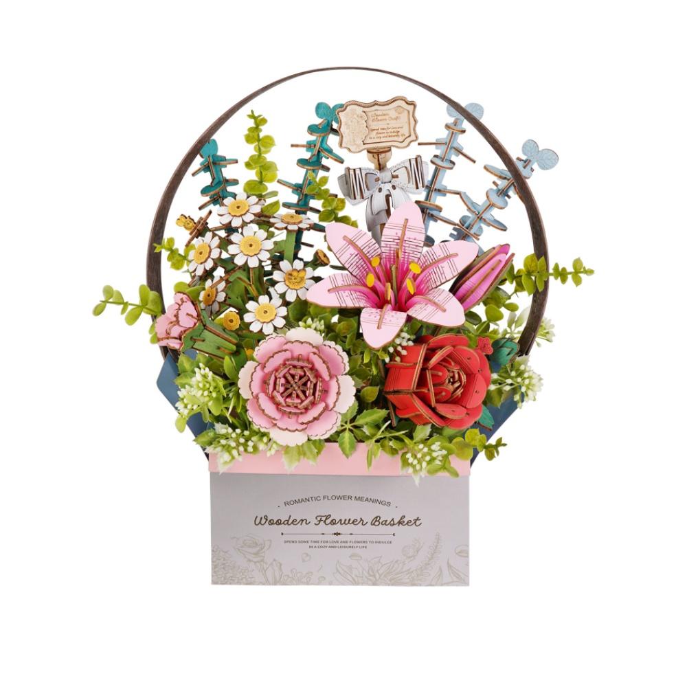 Robotime 3D Puzzle Flower Wooden Model Kits Home Decor Accessories Living Room Gifts for Women On Valentine's Day Flower Bouquet
