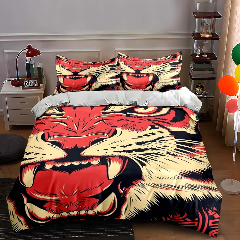 

Fierce tiger face. Bedding Duvet cover sets Duvet covers Pillowcases gifts (1 * Duvet Cover 2 * Pillowcases, without duvet insert) 135x200cm
