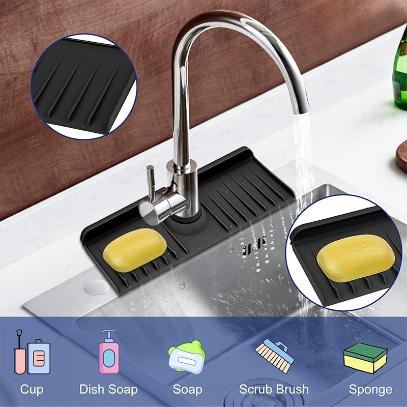 Kitchen Sink Splash GuardSilicone Sink Faucet MatSink Draining Pad Behind Faucet145” X 54” Kitchen Sink AccessoriesBlack
