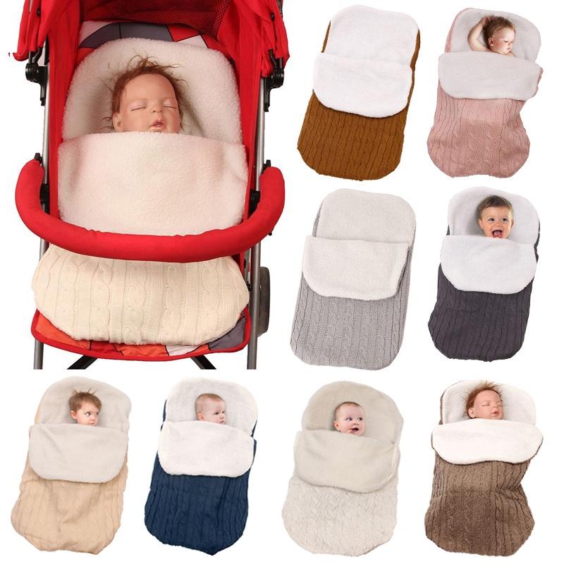 Newborn Knit Baby Swaddle Stroller Wrap Blanket Warm Infant Pram Bag Sleeping
