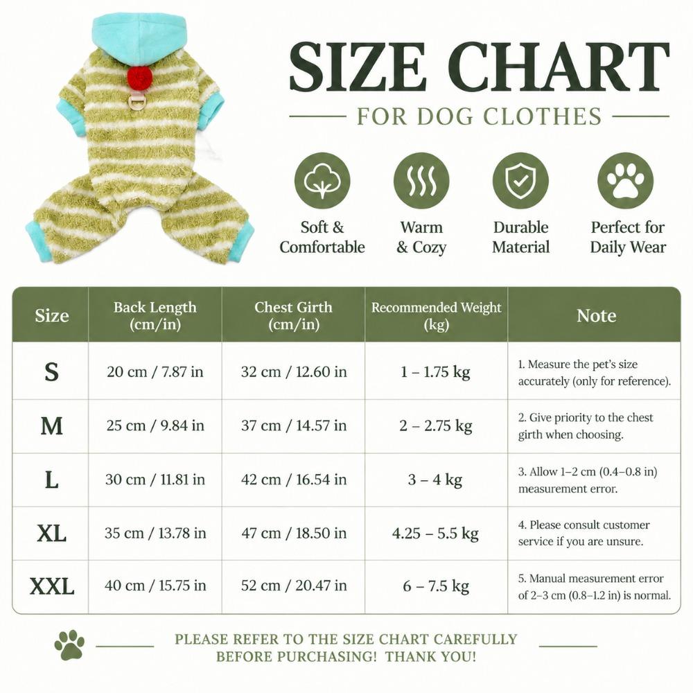 Warm Pet Four Legged Outfit Striped Fleece Dog Winter Clothes Cozy Dog Hoodie Jumpsuit Winter Walk