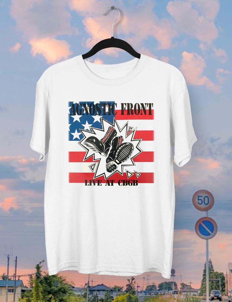 Agnostic Front  Live At CBGB Short Sleeve White All Size tmen Gift Shirt QQ116 Unisex T-Shirt S