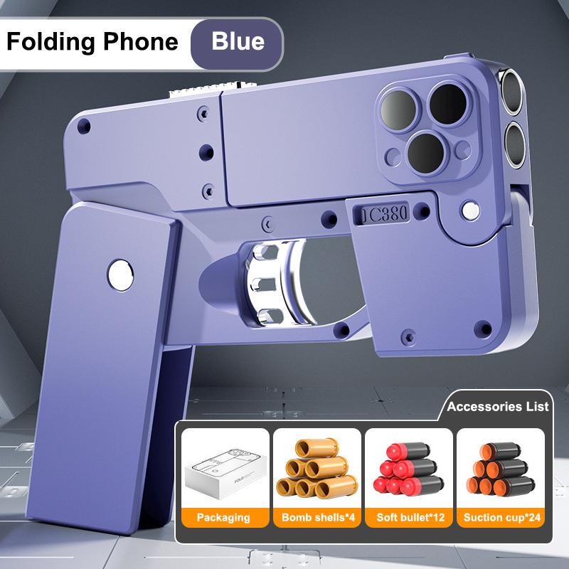 New Folding Mobile Phone Soft Bullet Gun Toy Creative Mobile Phone Deformation Toy Pistol Shooting Toy Children's Christmas Gift