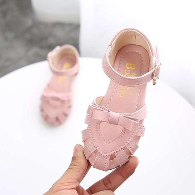 2025 Summer New Baotou Children's Shoes Princess Shoes Girls Sandals Medium and Small Children Soft-soled Baby Non-slip Beach Shoes