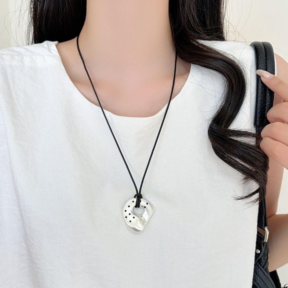 Polka Dot Charm Long Sweater Chain Heart Pendant Sweater Necklace Heart Pendant Necklace  For Women