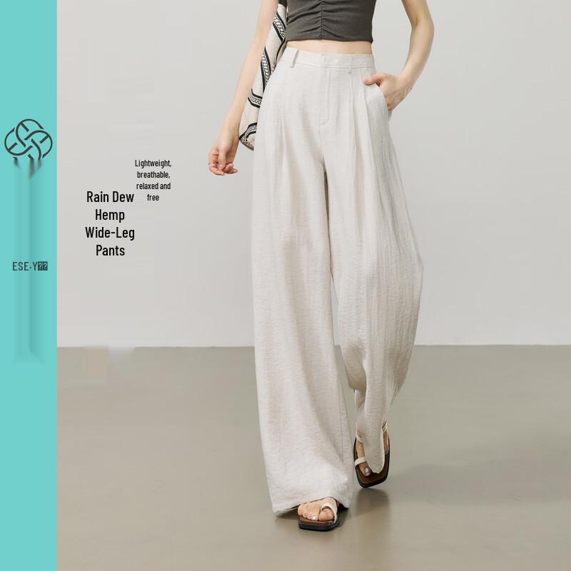 ESE-Y Women's Drapey Linen Blend Wide-Leg Pants