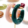 Smooth Round Acrylic Cuff Bangles for Women Vintage Exaggerated Jelly Color Smudging Bangle Wide Resin Bracelet Accessories