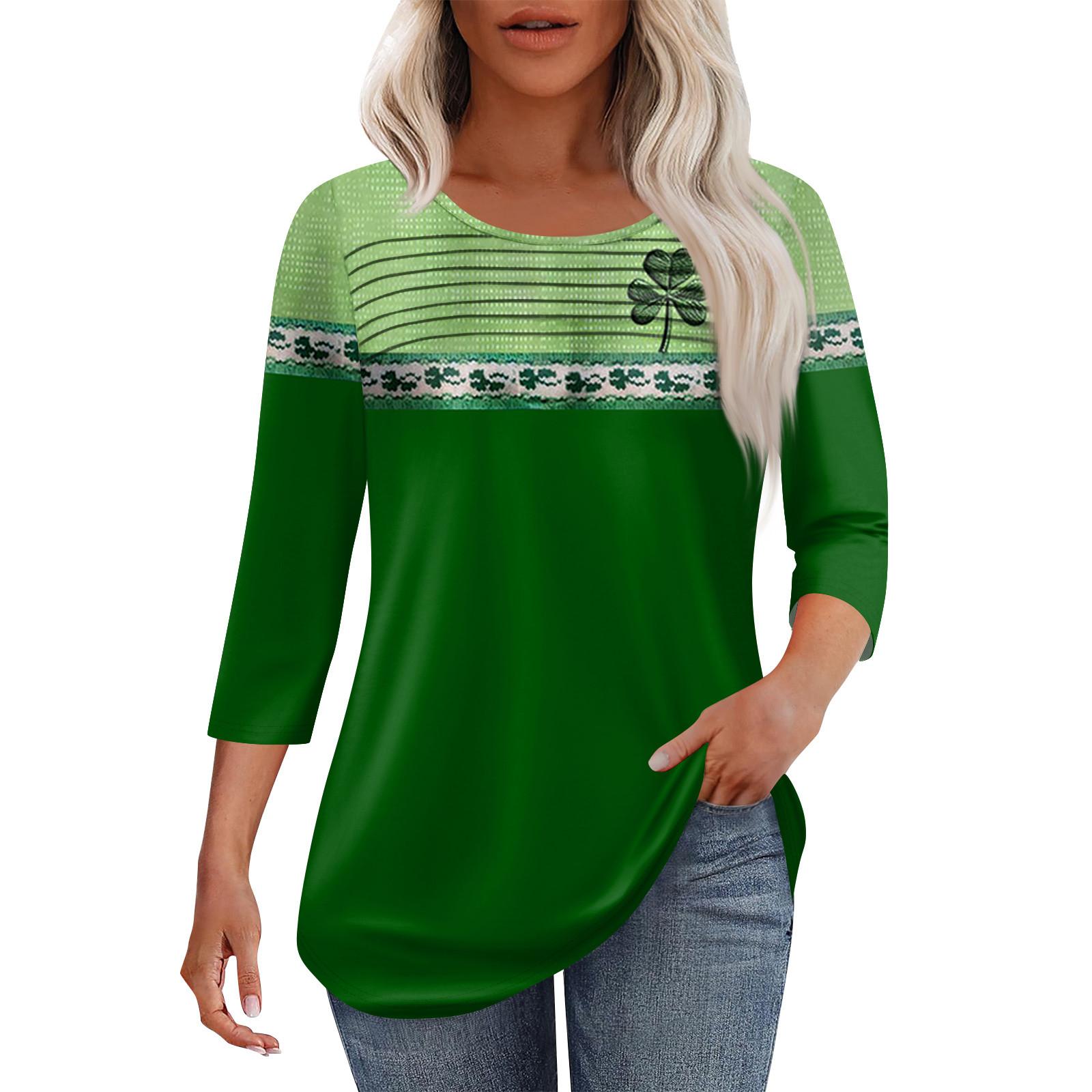 

Жіноча модна плісирована верхня частина з рукавами 3/4 і круглим вирізом XXL