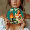 Vintage I'M FINE Retro 1950er Hausfrau Küche Wanddeko Schild Lustig 2D Metall Kunstdruck Für Café Restaurant Einfach Aufhängen