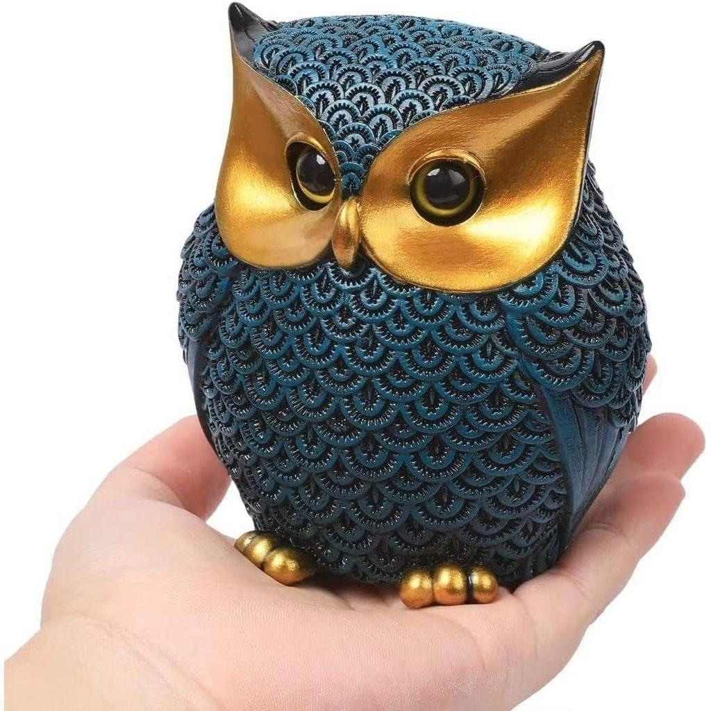 Modern stilig Lucky Owl Resin Art Figur Showpiece (Blå), 1 del