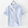 Men's Summer Short-Sleeve Ice Silk Linen Business Casual Shirt - White Trend