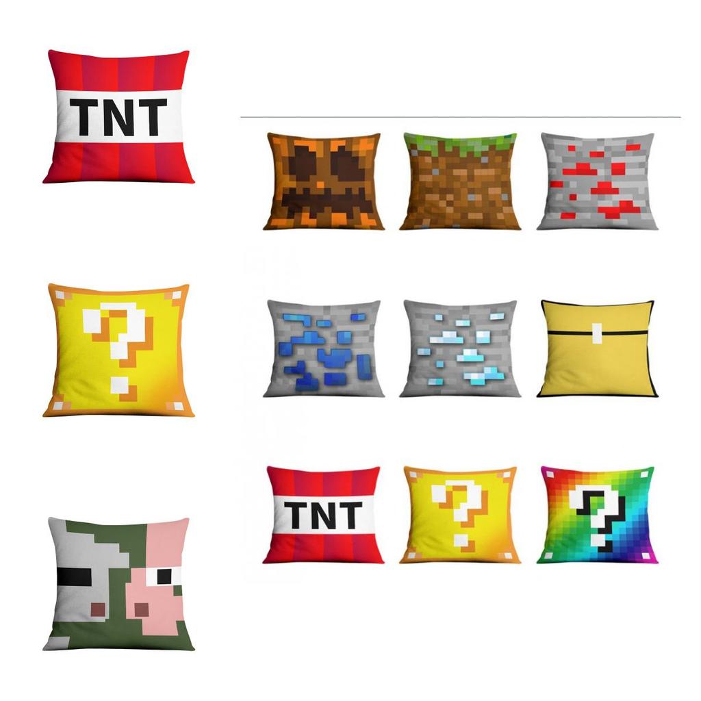 Minecraft Pillowcase Sofa Cushion Cover Bright Colorful Garden Decor Featuring Steve And Creeper