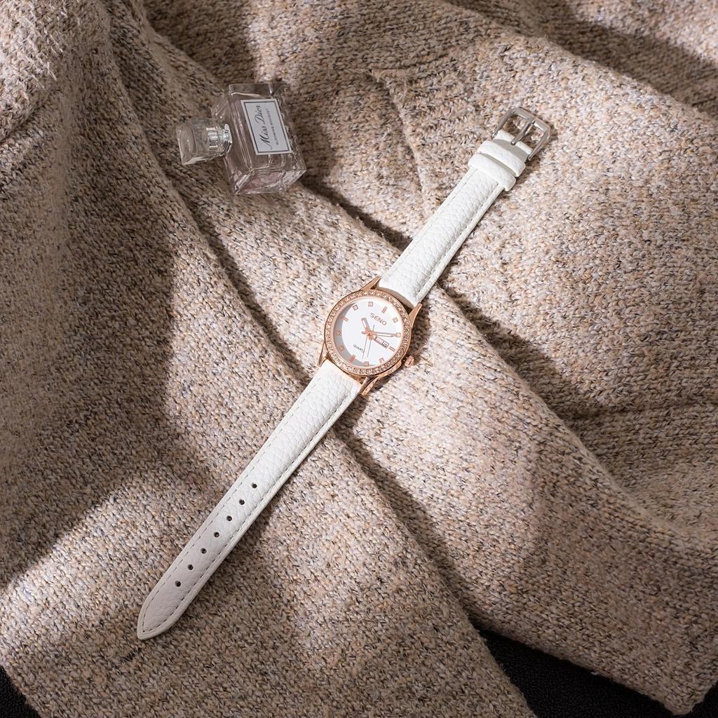 Jumpsunfun Genuine Leather Watch Strap, Calf Leather Watch Strap, Replacement Bell, 14mmWhite (Includes Instructions, Replacement Tool, and Spring