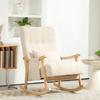 Rocking Chair with Lumbar Cushion, Wide Seat, Rubberwood Frame, Up To 120 Kg, Beige