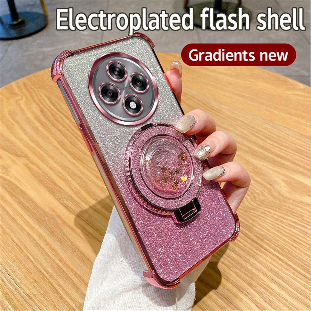 Magnetic Quicksand Bracket Phone Case For OPPO Reno 11F 5G 12 11 Pro A16 A16S A53S A54S A17 A5 A9 2020 Glitter Shockproof Cover