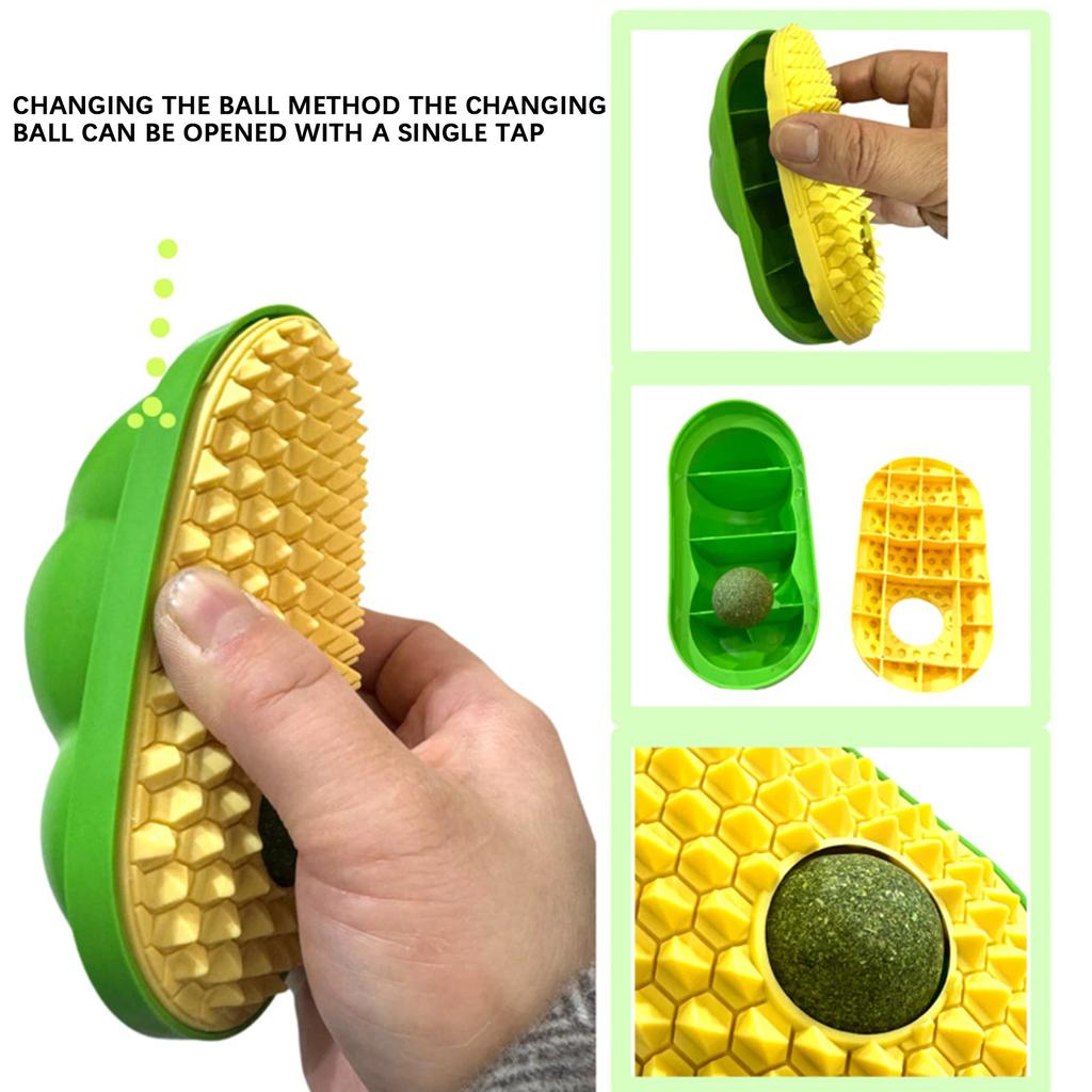 Pet Brush Comb With Catnip Ball Cat Toy Softer Cat Self Groomer Massage Comb Cat Face Scratcher for Kitten Puppy Cat Accessories