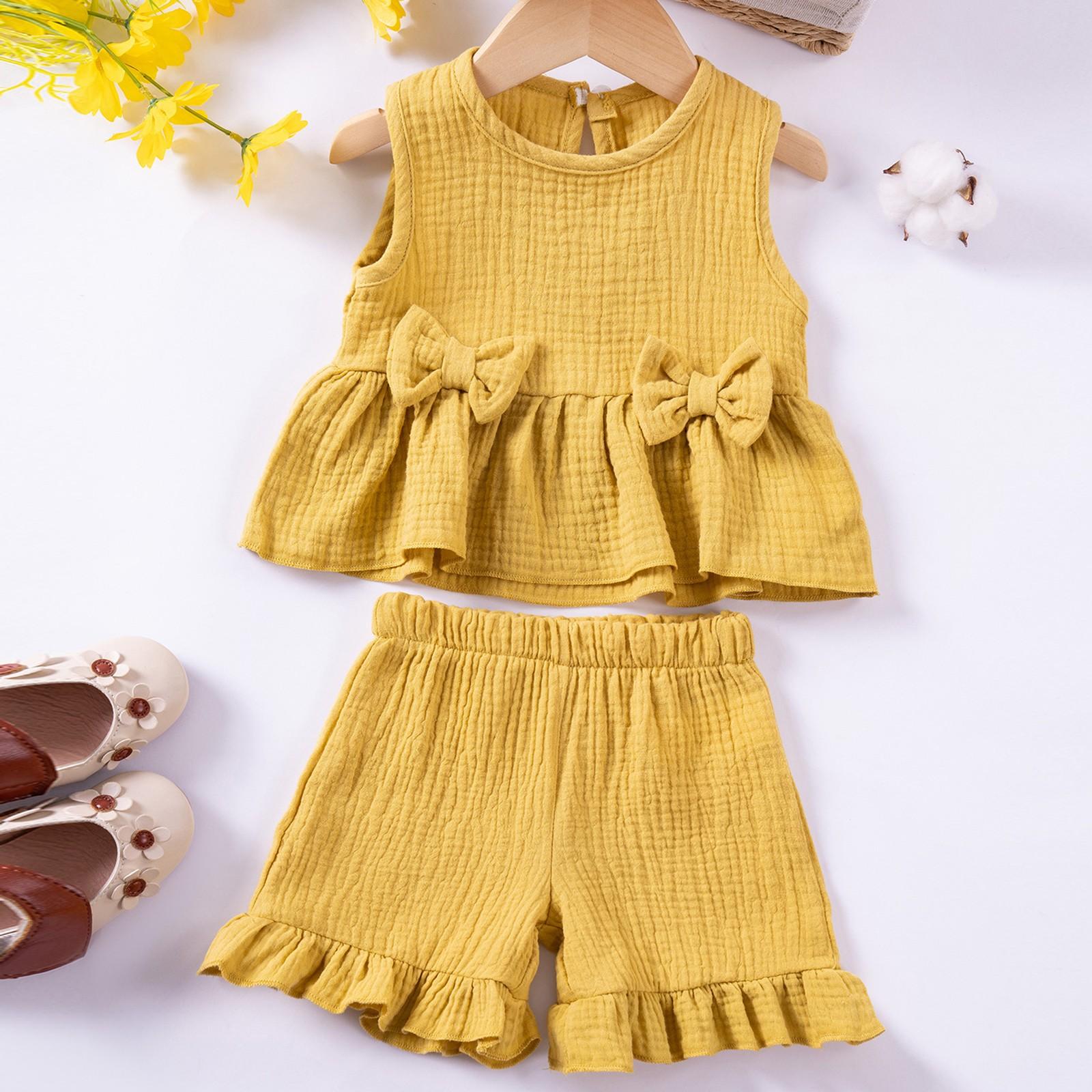 

Летний детский сладкий комплект, симпатичный жилет, шорты, комплект без рукавов для девочек, повседневный 100