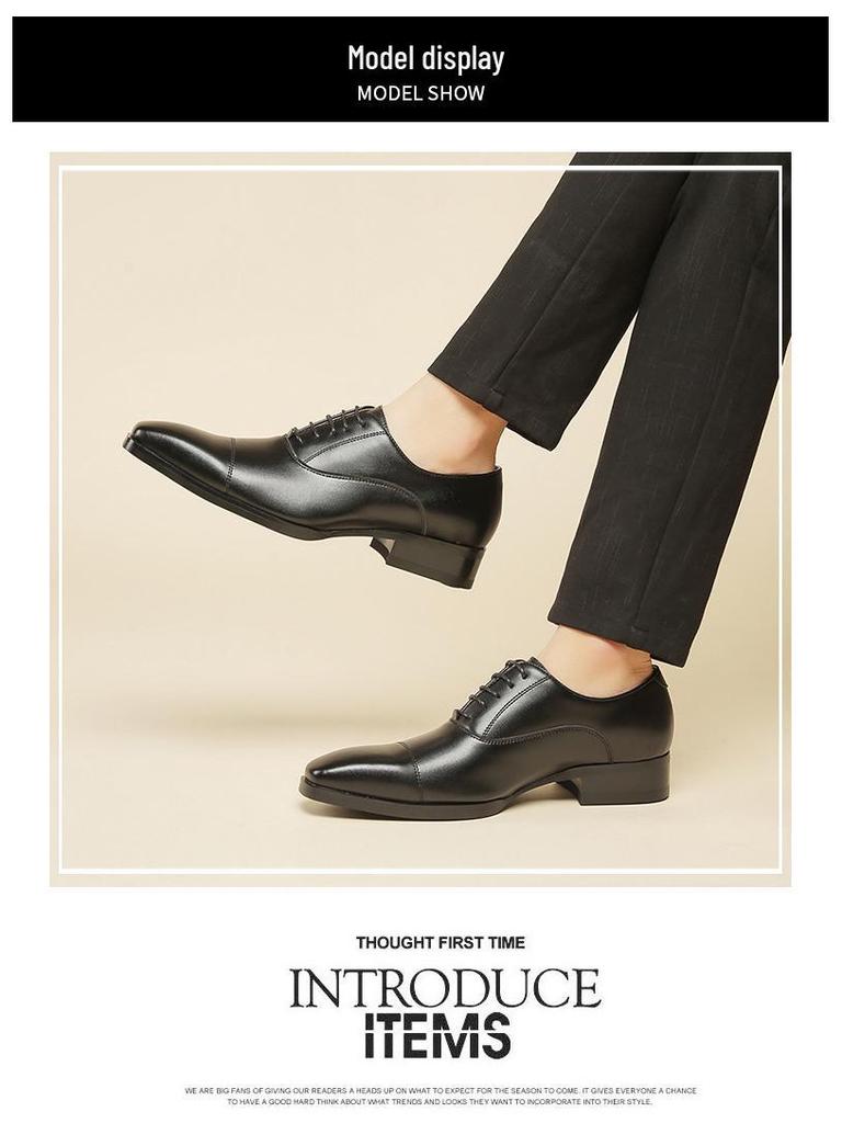 2024 New British Style Men's Leather Derby Shoes - Formal Lace-Up for Business & Office