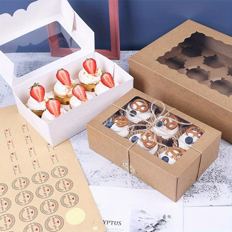 5PCS Paper Cupcake Packaging Boxes Transparent Window Containers Bread Boxes Pastry Racks Suitable for Cookies Snacks Desserts Daily Home Baking