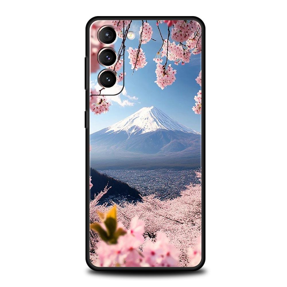 Japan Mount Fuji Painting Cherry Blossom Phone Case For Samsung Galaxy S25 S24 S23 S22 S20 Ultra S21 FE 5G S10 Plus S10E Cover