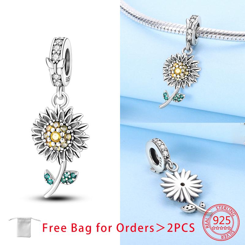 Copper Sunflower Charms Golden Flower Beads Fit Bracelet Necklace Accessories Bead Jewelry Making Fine Jewelry Gift