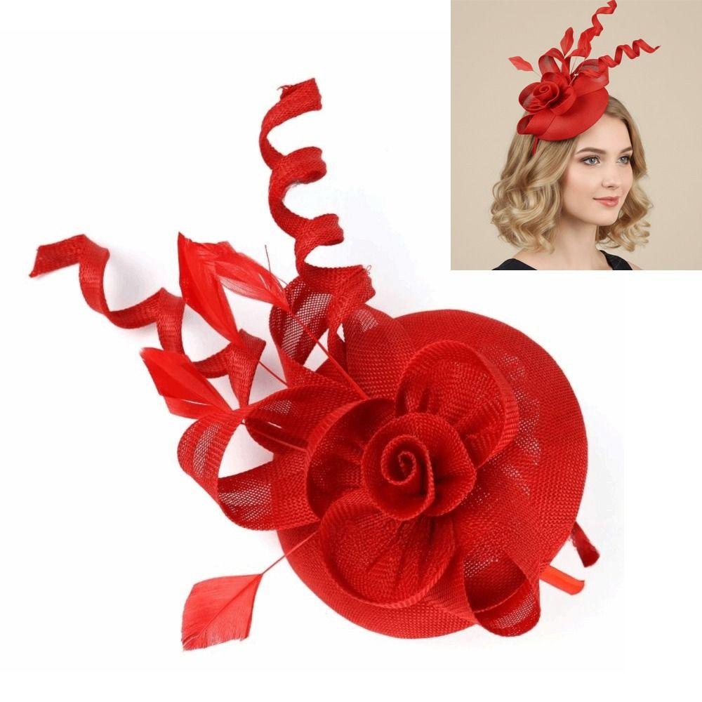 Women Fashion Flower Mesh Fascinator Hat Hair Decoration Elegant Accessories Wedding Headdress Adjustable Headwear Garden Party