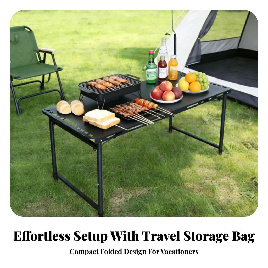 Folding Outdoor Table Sturdy for Picnics, Tailgating