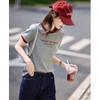 Women's Literary Style Color-Block Letter T-Shirt